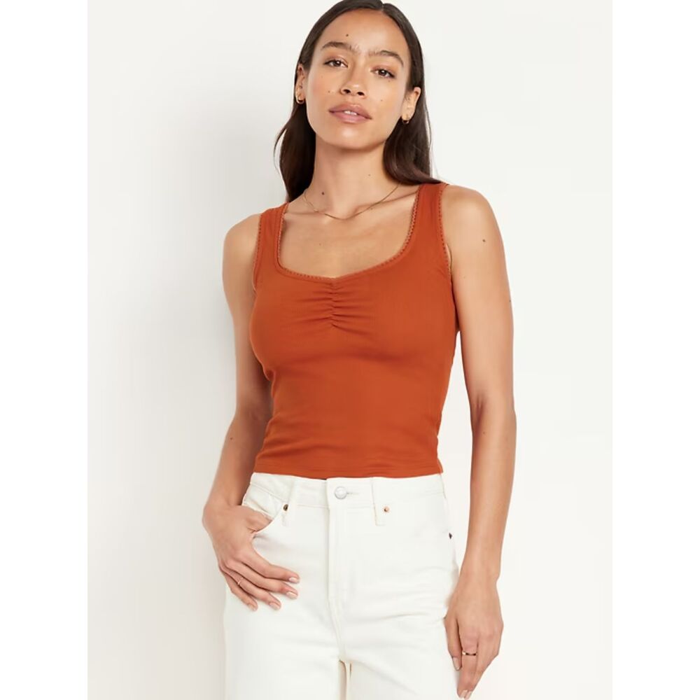 Old Navy | Cinched Rib-Knit Crop Tank Top | Medium